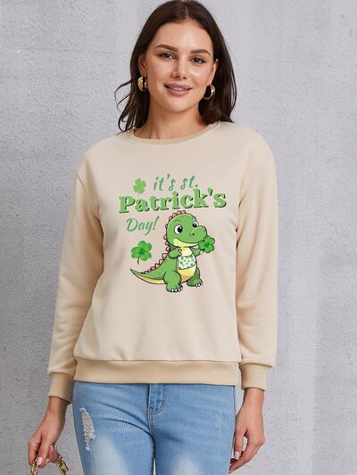 IT'S ST. PATRICK'S DAY Graphic Round Neck Sweatshirt Trendsi