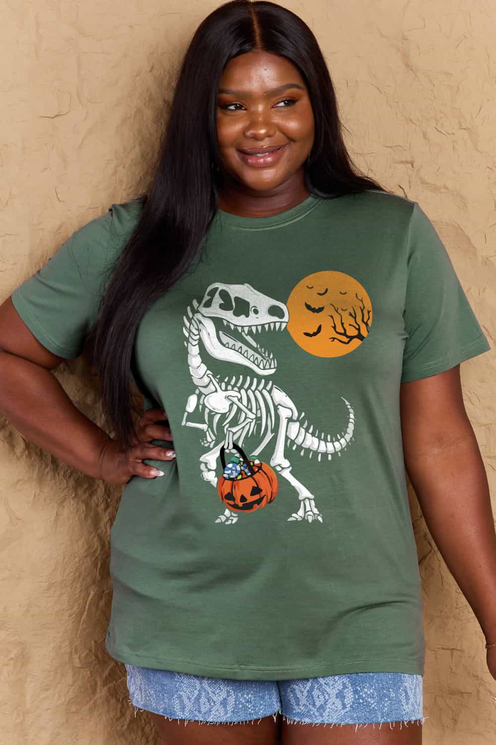 Simply Love Full Size Dinosaur Skeleton Graphic Cotton T-Shirt Trendsi