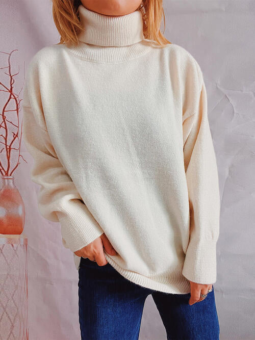 Turtleneck Long Sleeve Sweater Trendsi