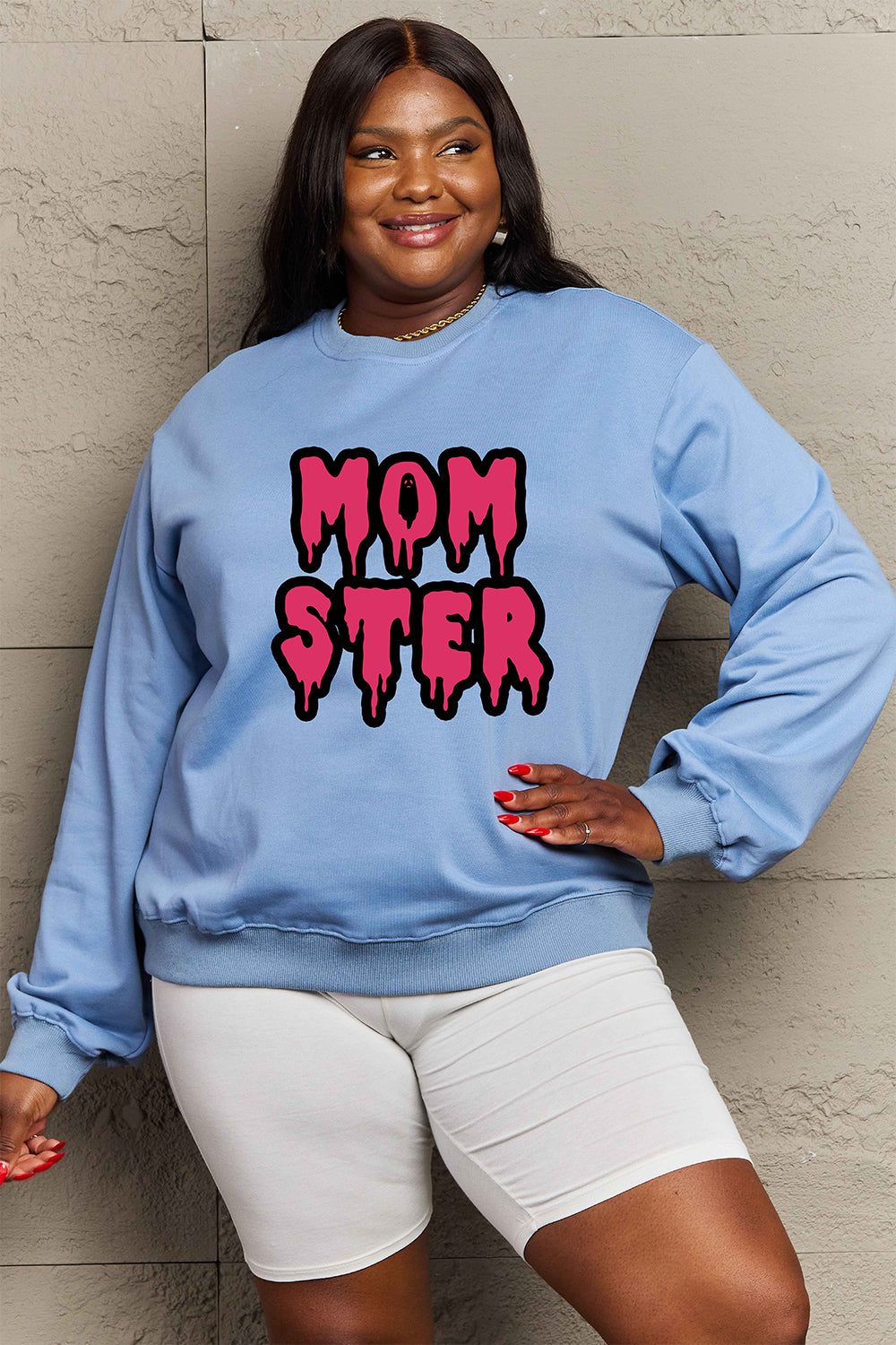Simply Love Full Size MOM STER Graphic Sweatshirt Trendsi