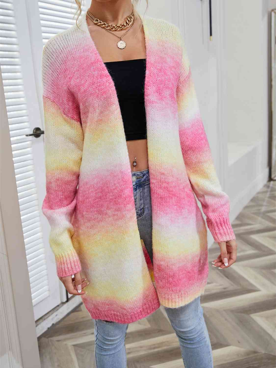 Full Size Gradient Open Front Cardigan Trendsi