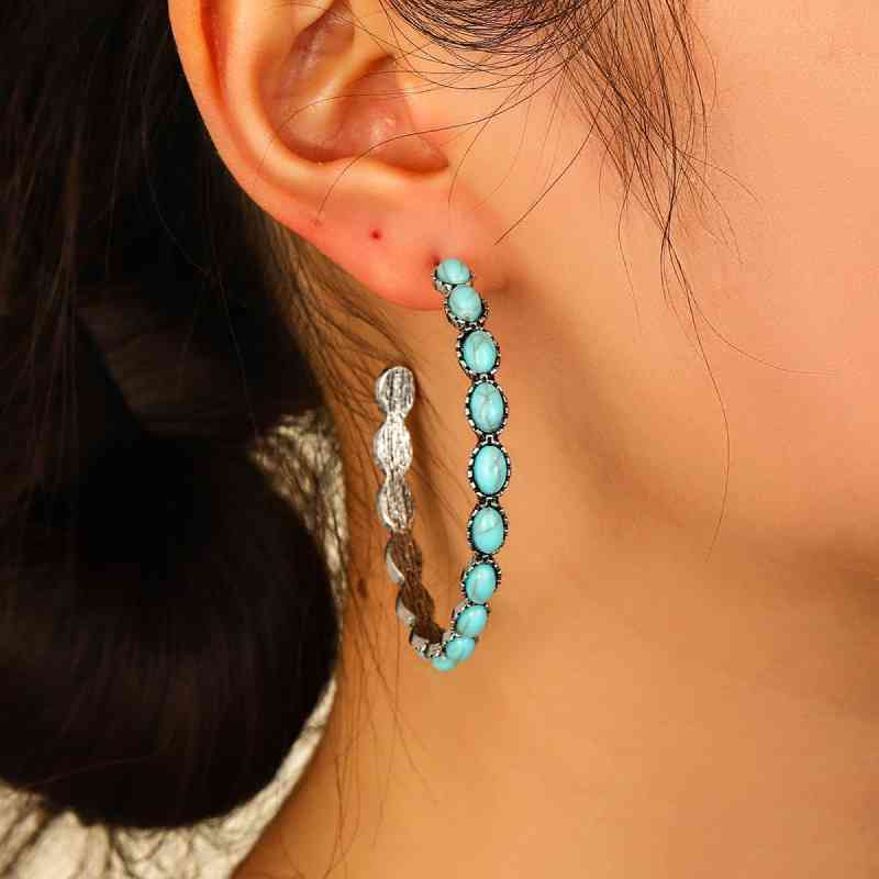 Artificial Turquoise C-Hoop Earrings Trendsi