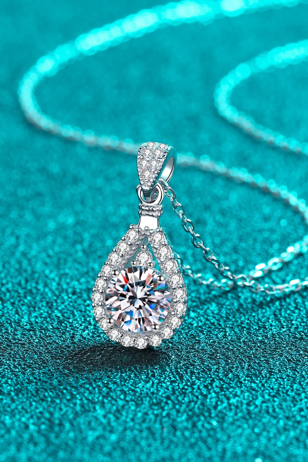 2 Carat Moissanite Teardrop Pendant 925 Sterling Silver Necklace Trendsi