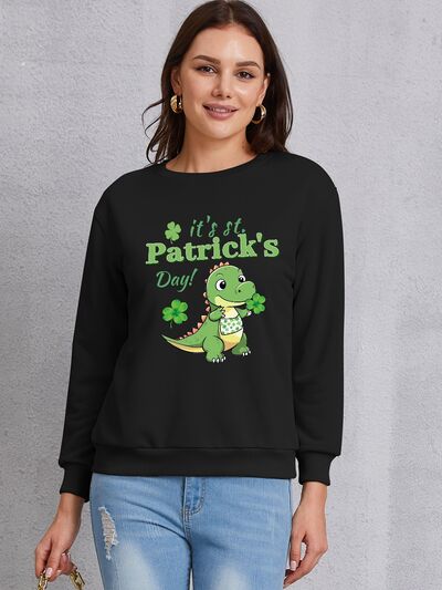 IT'S ST. PATRICK'S DAY Graphic Round Neck Sweatshirt Trendsi