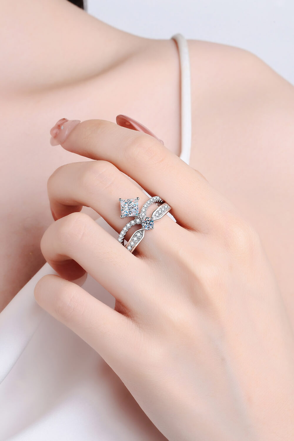 925 Sterling Silver Moissanite Crown Ring Trendsi