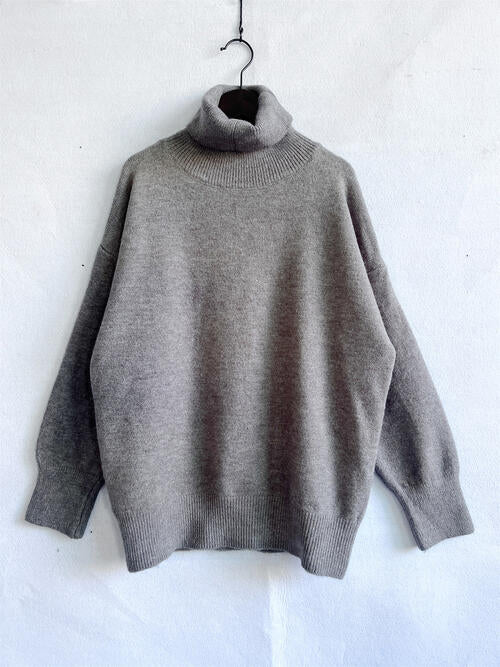 Turtleneck Long Sleeve Sweater Trendsi