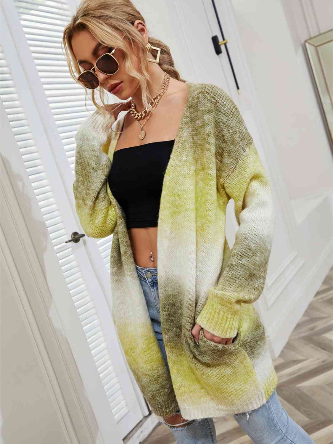 Full Size Gradient Open Front Cardigan Trendsi