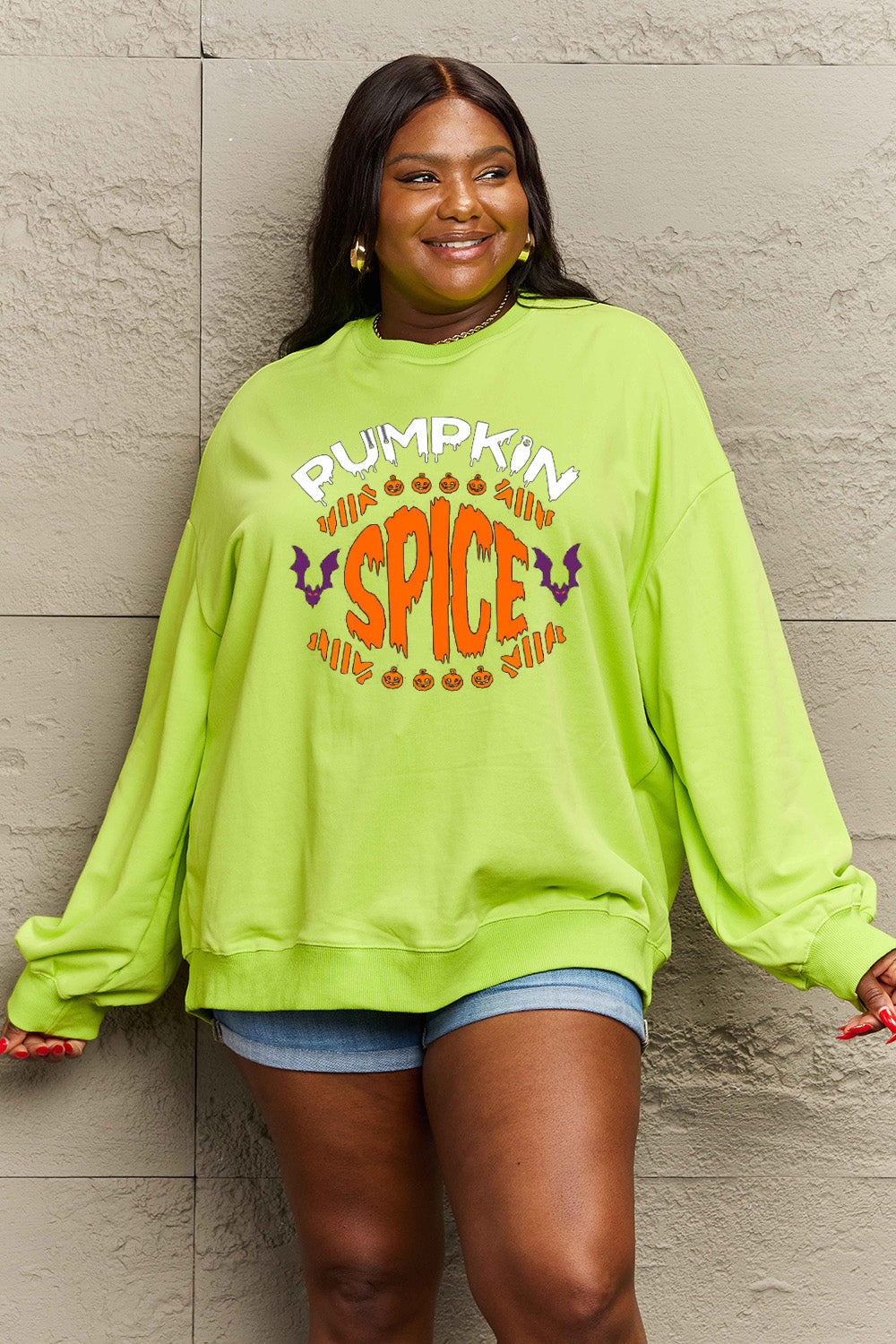Simply Love Full Size PUMPKIN SPICE Graphic Sweatshirt Trendsi