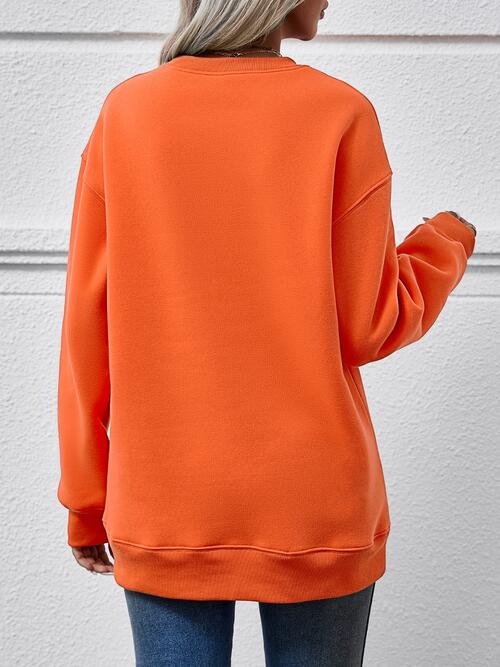 Letter Graphic Round Neck Long Sleeve Sweatshirt Trendsi