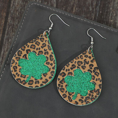 Leopard Hollowed Leather Teardrop Earrings Trendsi