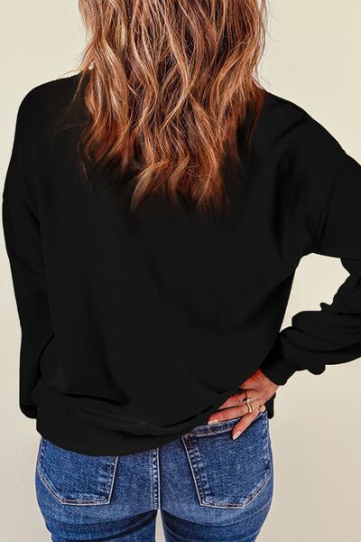 Sequin Santa Patch Round Neck Sweatshirt Trendsi