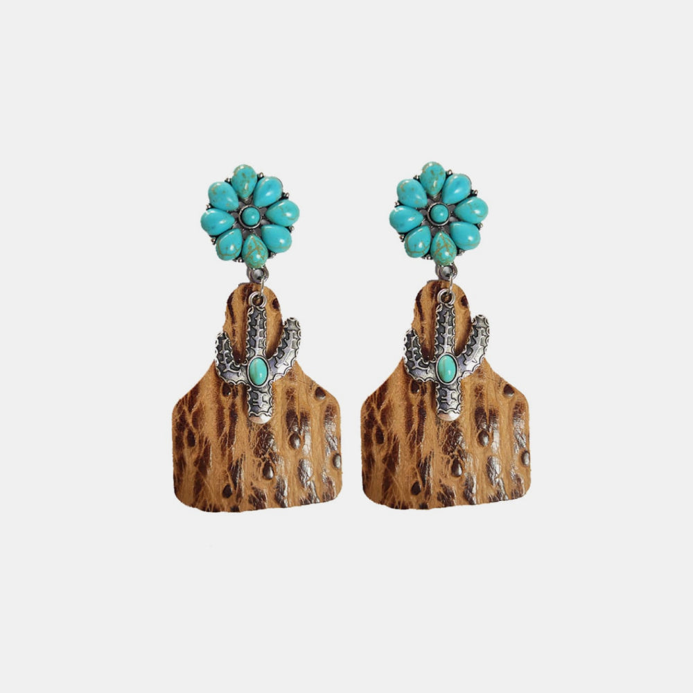 Turquoise Cactus Dangle Earrings Trendsi