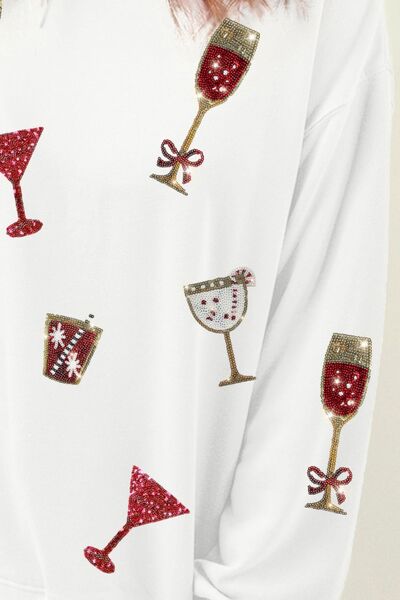 Sequin Round Neck Long Sleeve Sweatshirt Trendsi