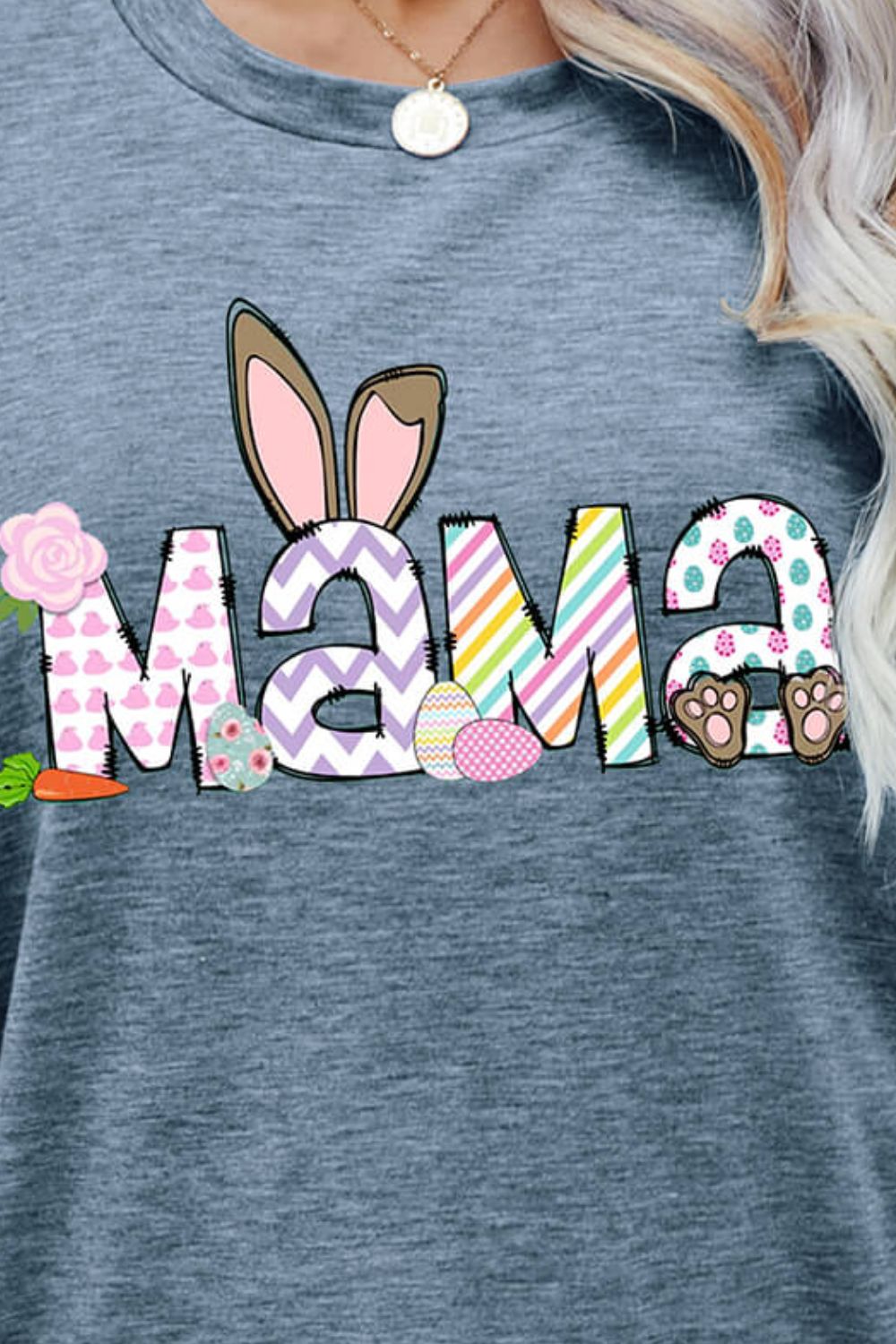 Easter MAMA Graphic Round Neck T-Shirt Trendsi