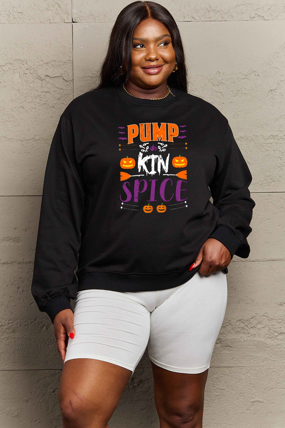 Simply Love Full Size PUMPKIN SPICE Graphic Sweatshirt Trendsi