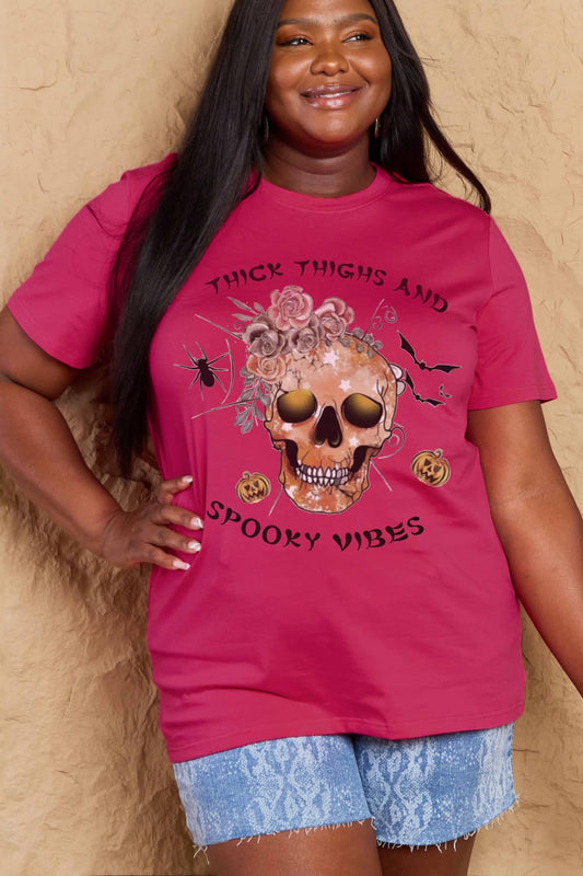 Simply Love Full Size THICK THIGHS AND SPOOKY VIBES Graphic Cotton T-Shirt Trendsi