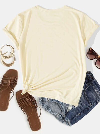 Lucky Clover Sequin Round Neck T-Shirt Trendsi