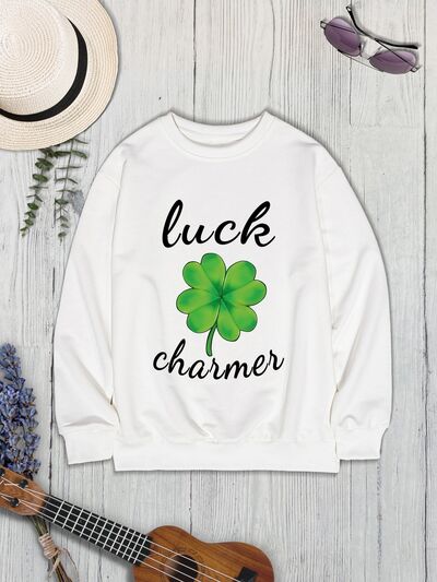 LUCK CHARMER Round Neck Sweatshirt Trendsi