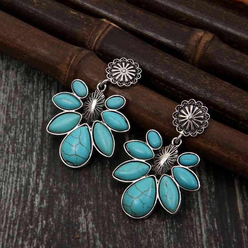 Artificial Turquoise Flower Earrings Trendsi