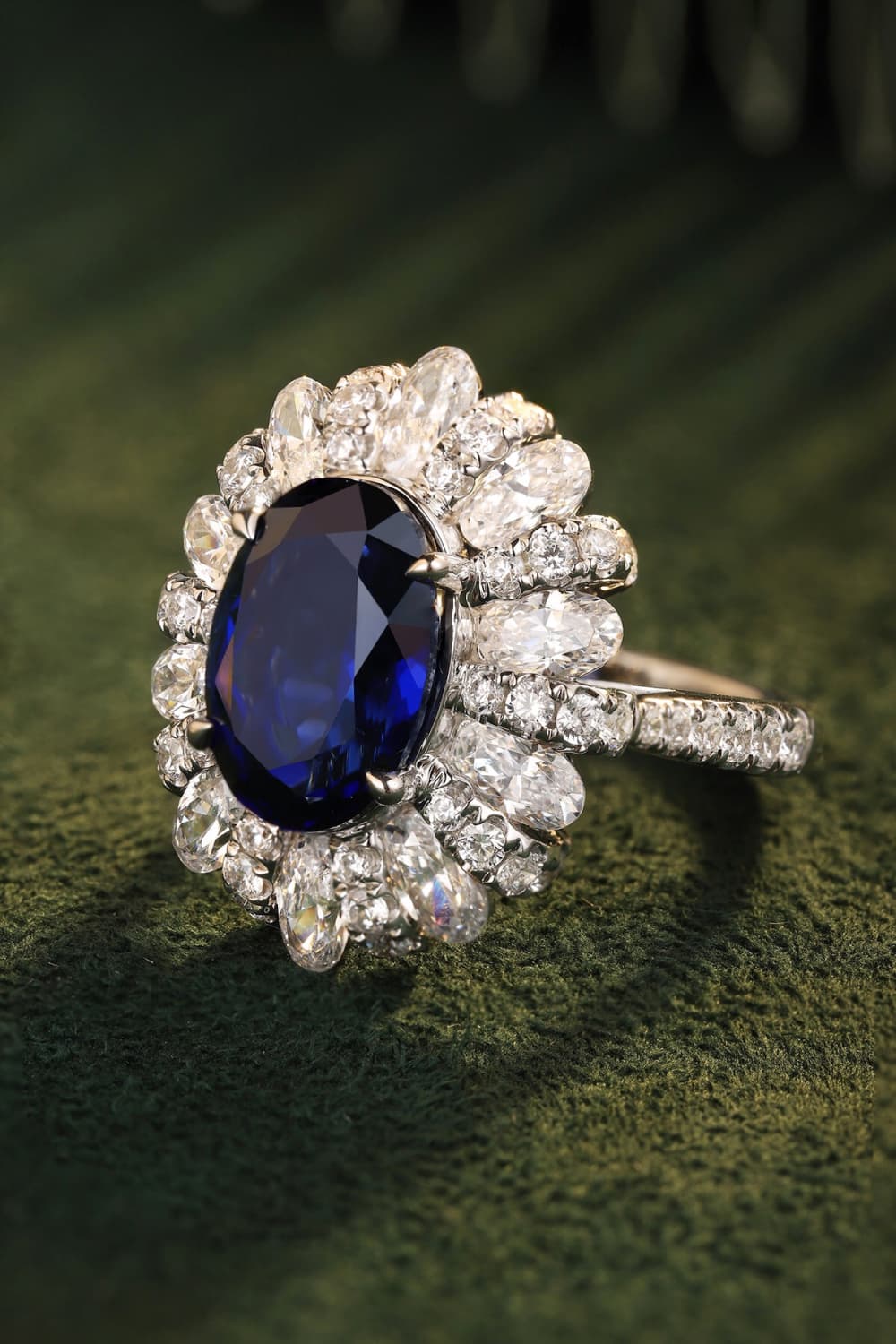 5 Carat Lab-Grown Sapphire Flower Shape Ring Trendsi