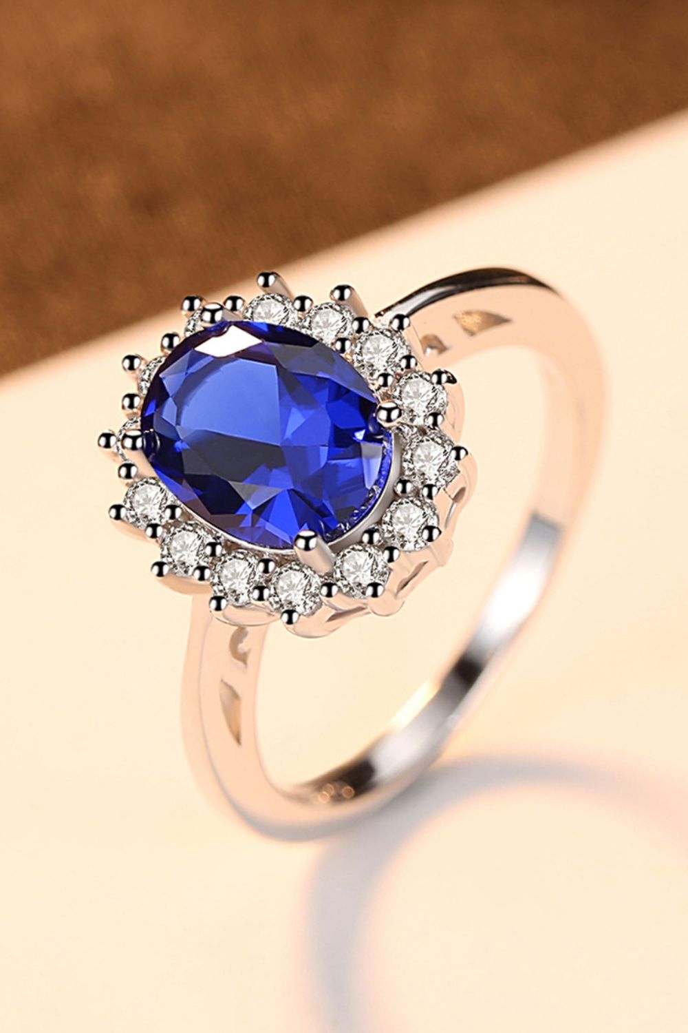 Synthetic Sapphire 925 Sterling Silver Ring Trendsi