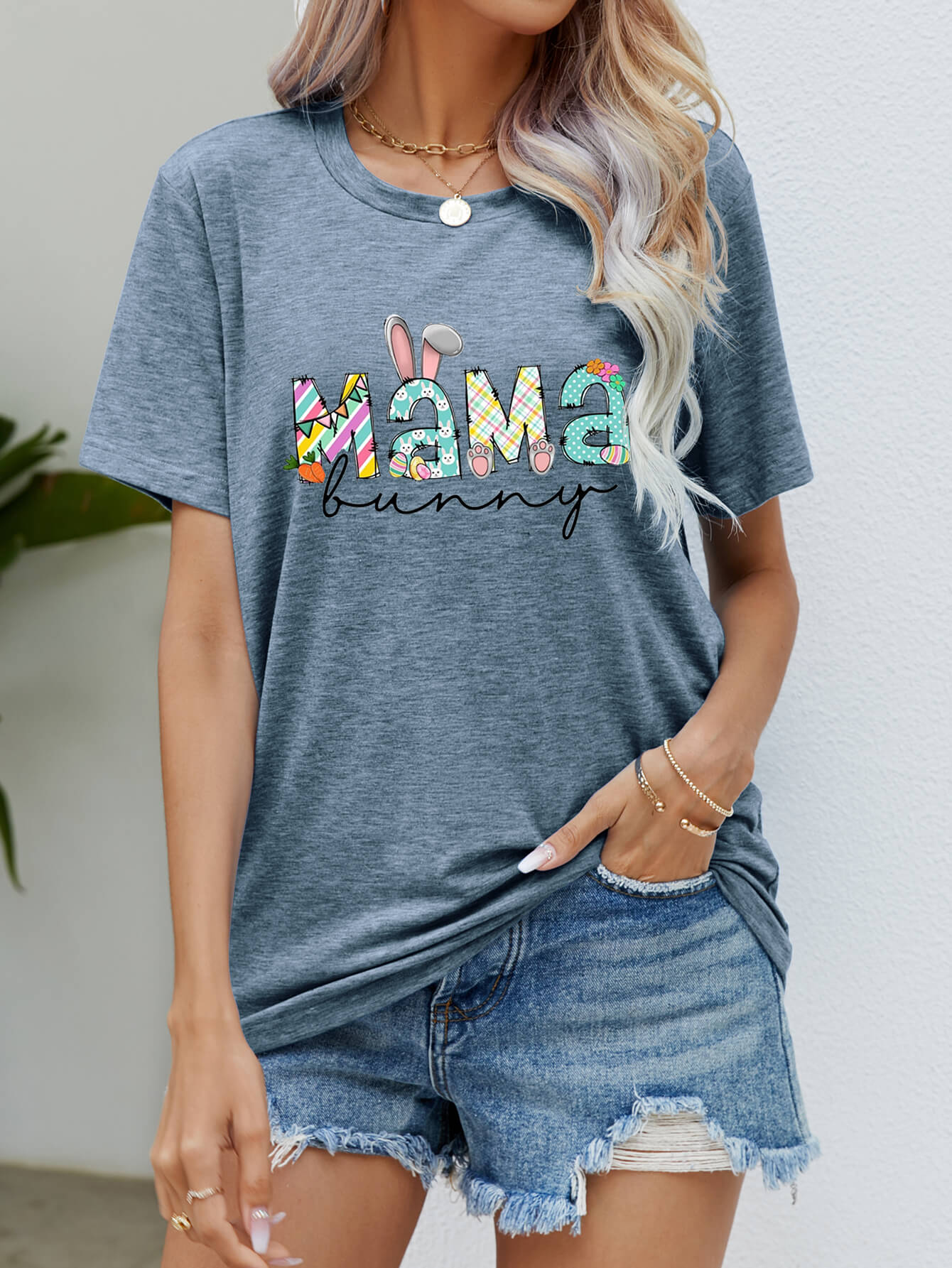 MAMA BUNNY Easter Graphic Tee Trendsi