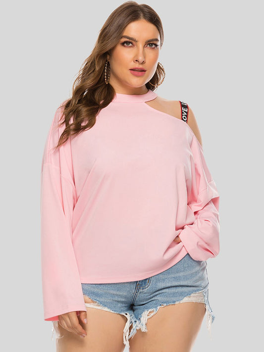 Plus Size Cold-Shoulder Round Neck Blouse Trendsi