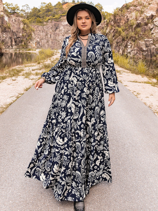 Plus Size Long Sleeve Maxi Dress Trendsi