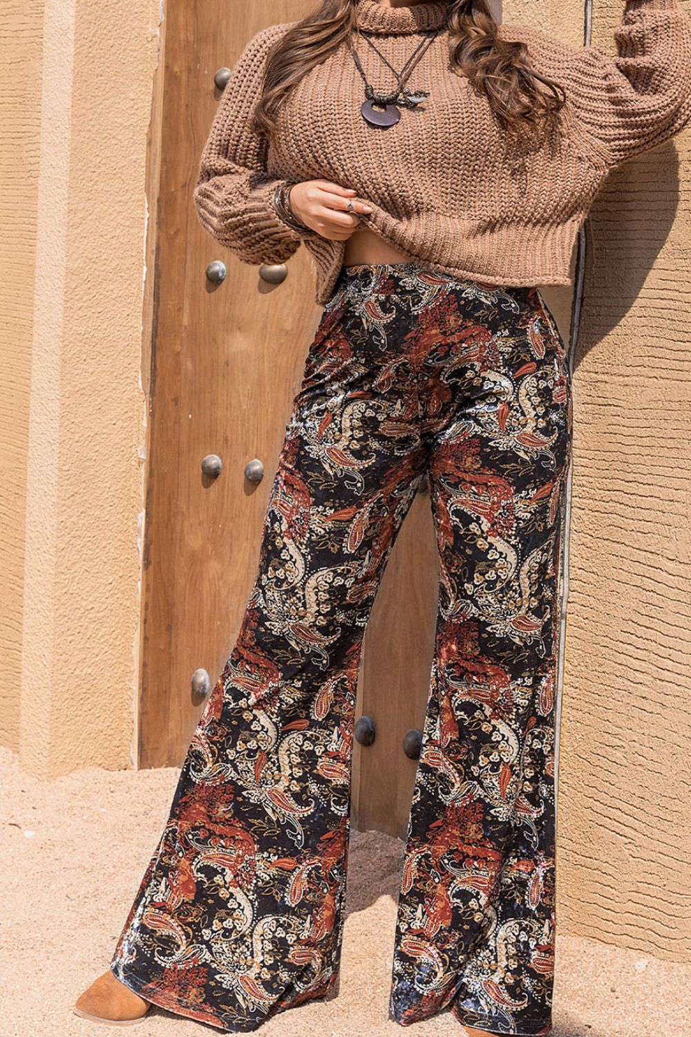 Plus Size Printed Wide Leg Long Pants Trendsi