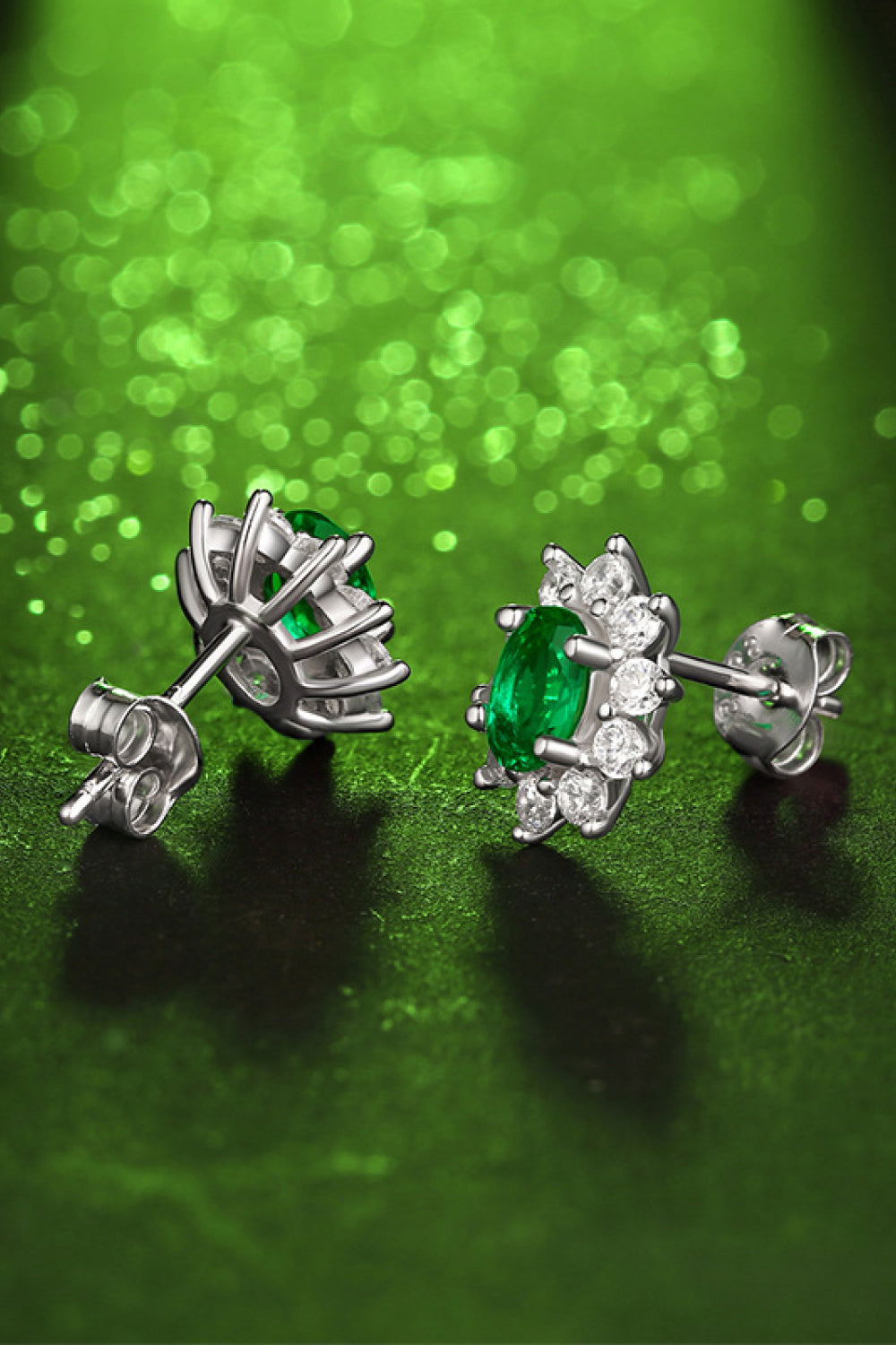 1 Carat Lab-Grown Emerald Stud Earrings Trendsi