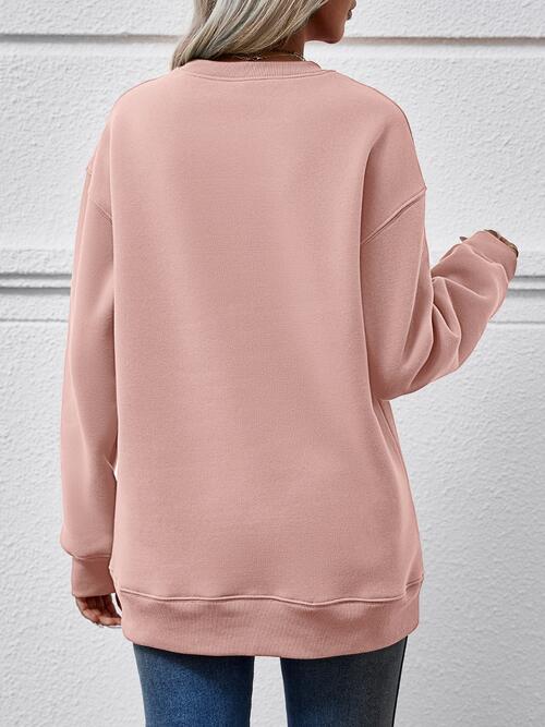 Letter Graphic Round Neck Long Sleeve Sweatshirt Trendsi