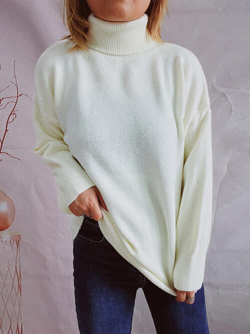 Turtleneck Long Sleeve Sweater Trendsi