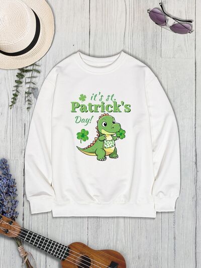 IT'S ST. PATRICK'S DAY Graphic Round Neck Sweatshirt Trendsi