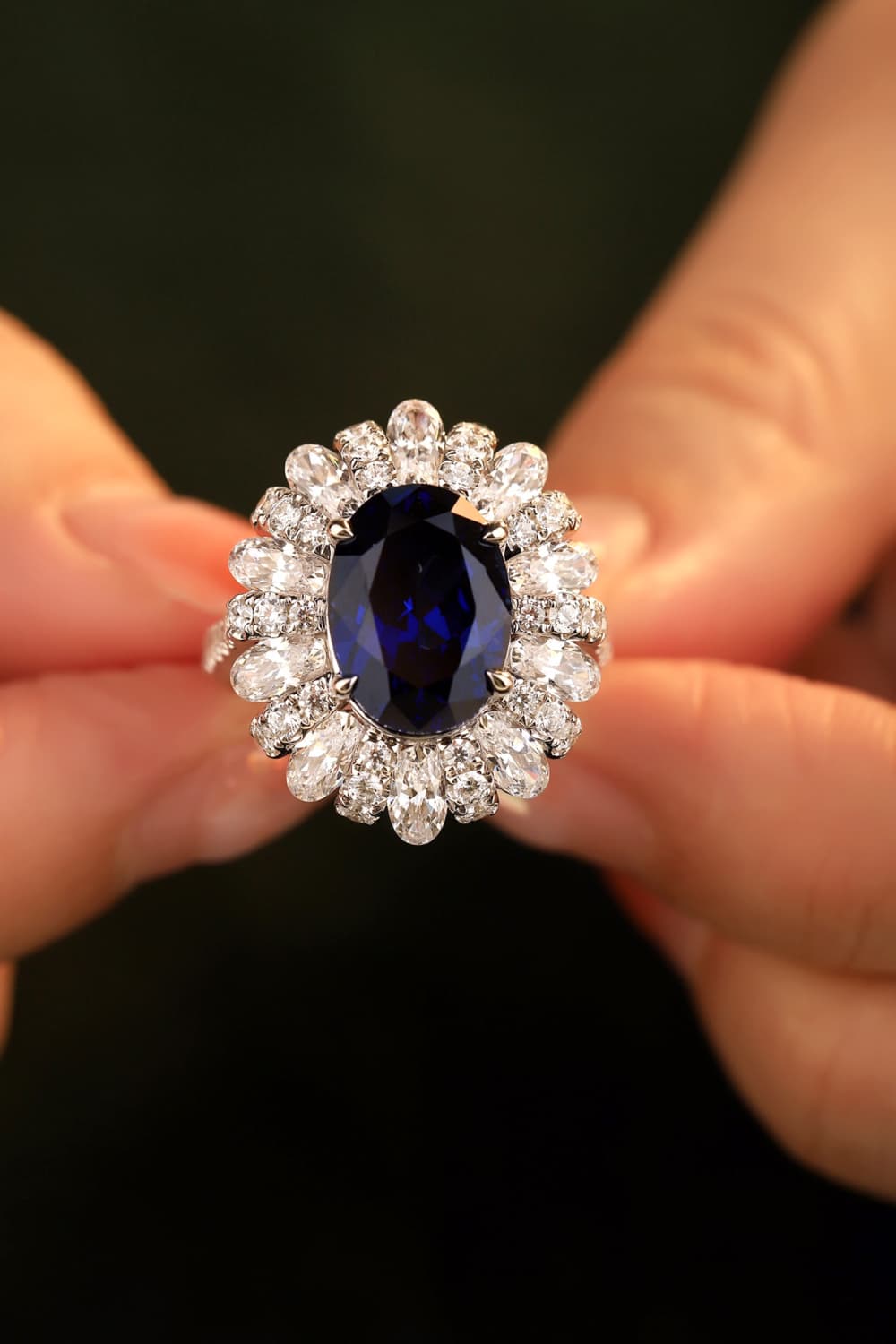 5 Carat Lab-Grown Sapphire Flower Shape Ring Trendsi