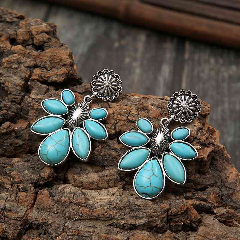 Artificial Turquoise Flower Earrings Trendsi