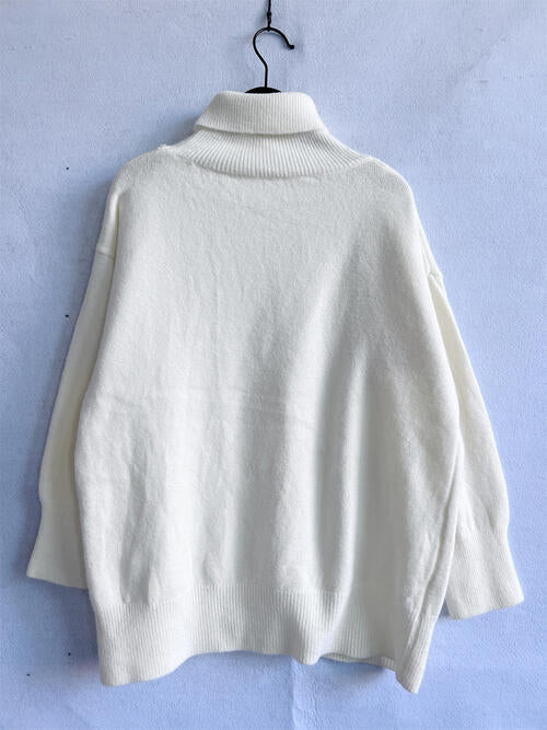 Turtleneck Long Sleeve Sweater Trendsi