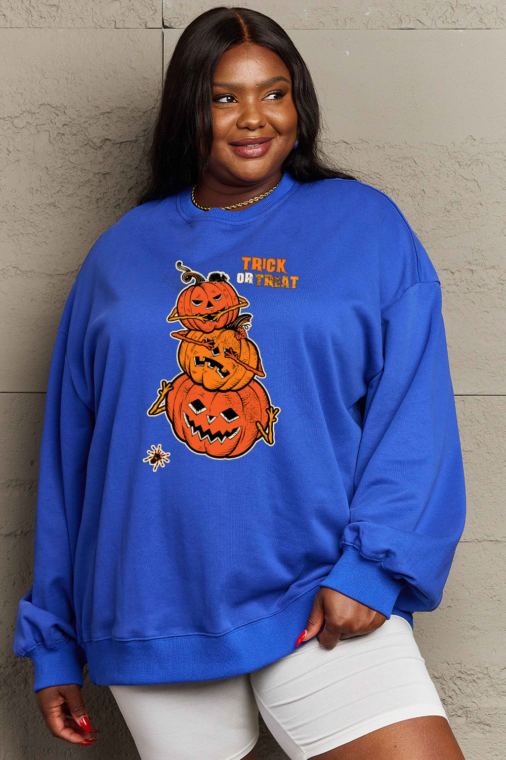 Simply Love Full Size TRICK OR TREAT Graphic Sweatshirt Trendsi