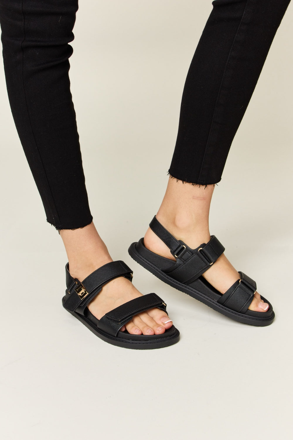 WILD DIVA Velcro Double Strap Slingback Sandals Trendsi