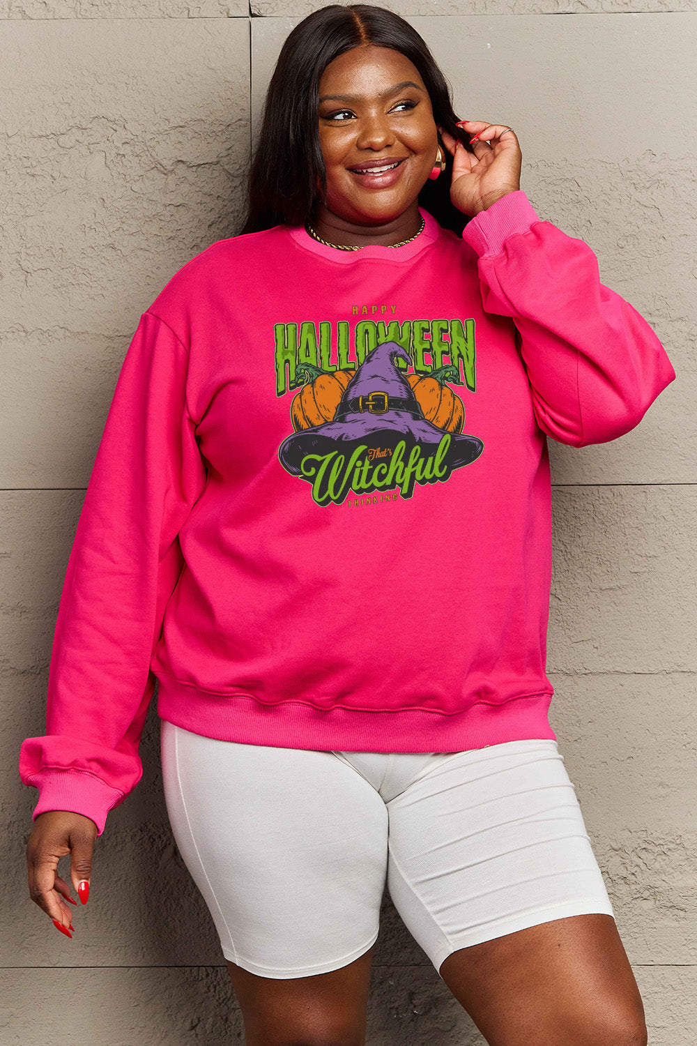 Simply Love Full Size Witch Hat Graphic Sweatshirt Trendsi