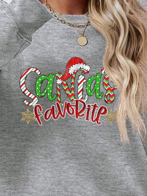 Letter Graphic Round Neck Long Sleeve Sweatshirt Trendsi