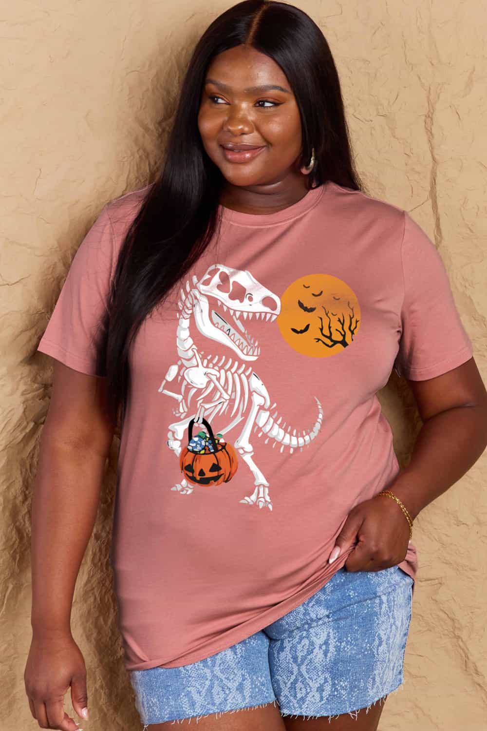 Simply Love Full Size Dinosaur Skeleton Graphic Cotton T-Shirt Trendsi
