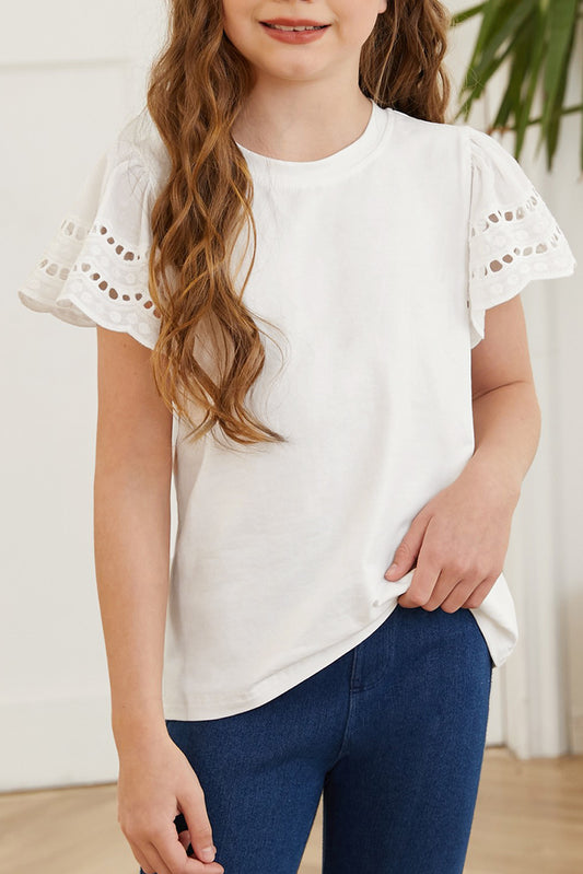 Round Neck Flutter Sleeve T-Shirt Trendsi