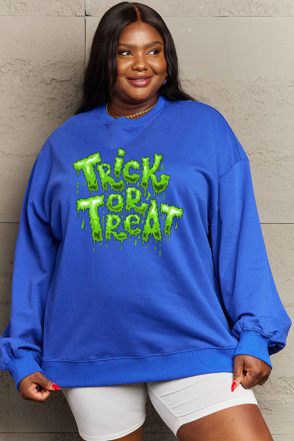Simply Love Full Size TRICK OR TREAT Graphic Sweatshirt Trendsi