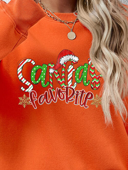 Letter Graphic Round Neck Long Sleeve Sweatshirt Trendsi