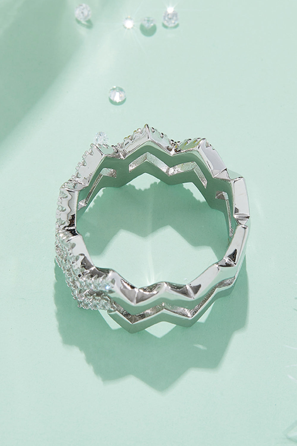 Moissanite Zigzag Stacking Rings Trendsi