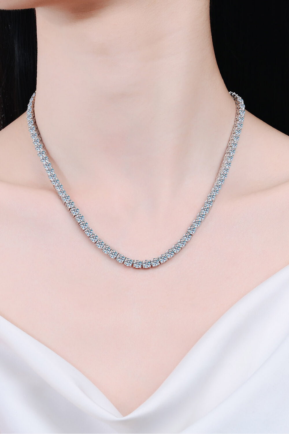 Moissanite Rhodium-Plated Necklace Trendsi