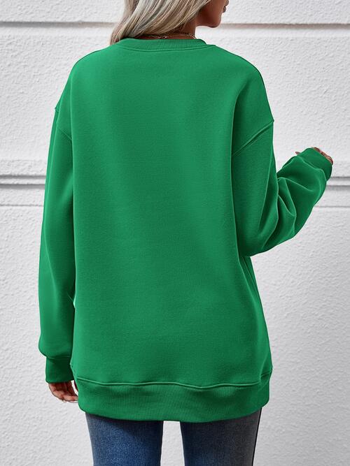 Letter Graphic Round Neck Long Sleeve Sweatshirt Trendsi