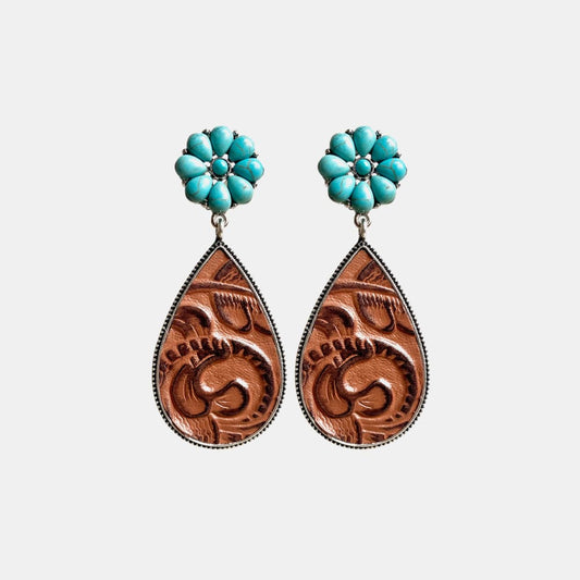 Turquoise Flower Teardrop Earrings Trendsi