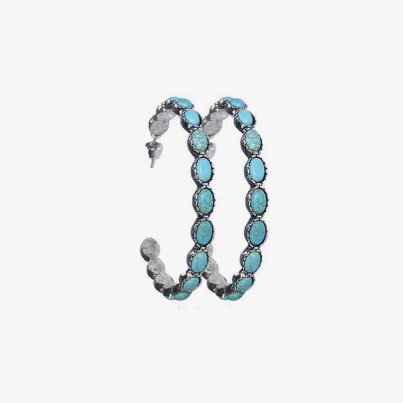 Artificial Turquoise C-Hoop Earrings Trendsi