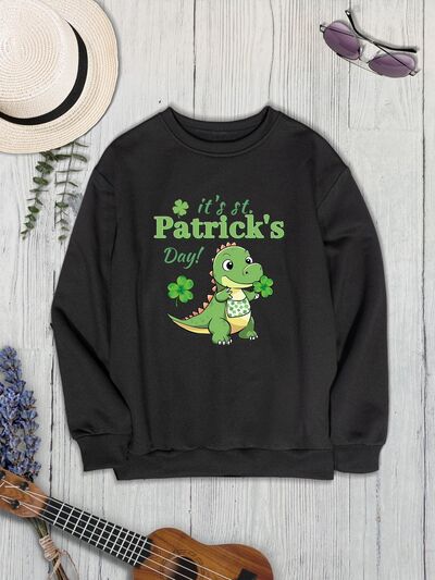 IT'S ST. PATRICK'S DAY Graphic Round Neck Sweatshirt Trendsi